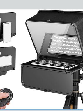 LENSGO TC7S Portable Teleprompter for Phone, One-Second Fold Mini Teleprompte...